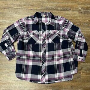 Duluth Trading Co. Flannel Shirt - Women Size 1X - 3/4 Sleeves - Cotton Blend